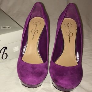 Plum suede Jessica Simpson heels